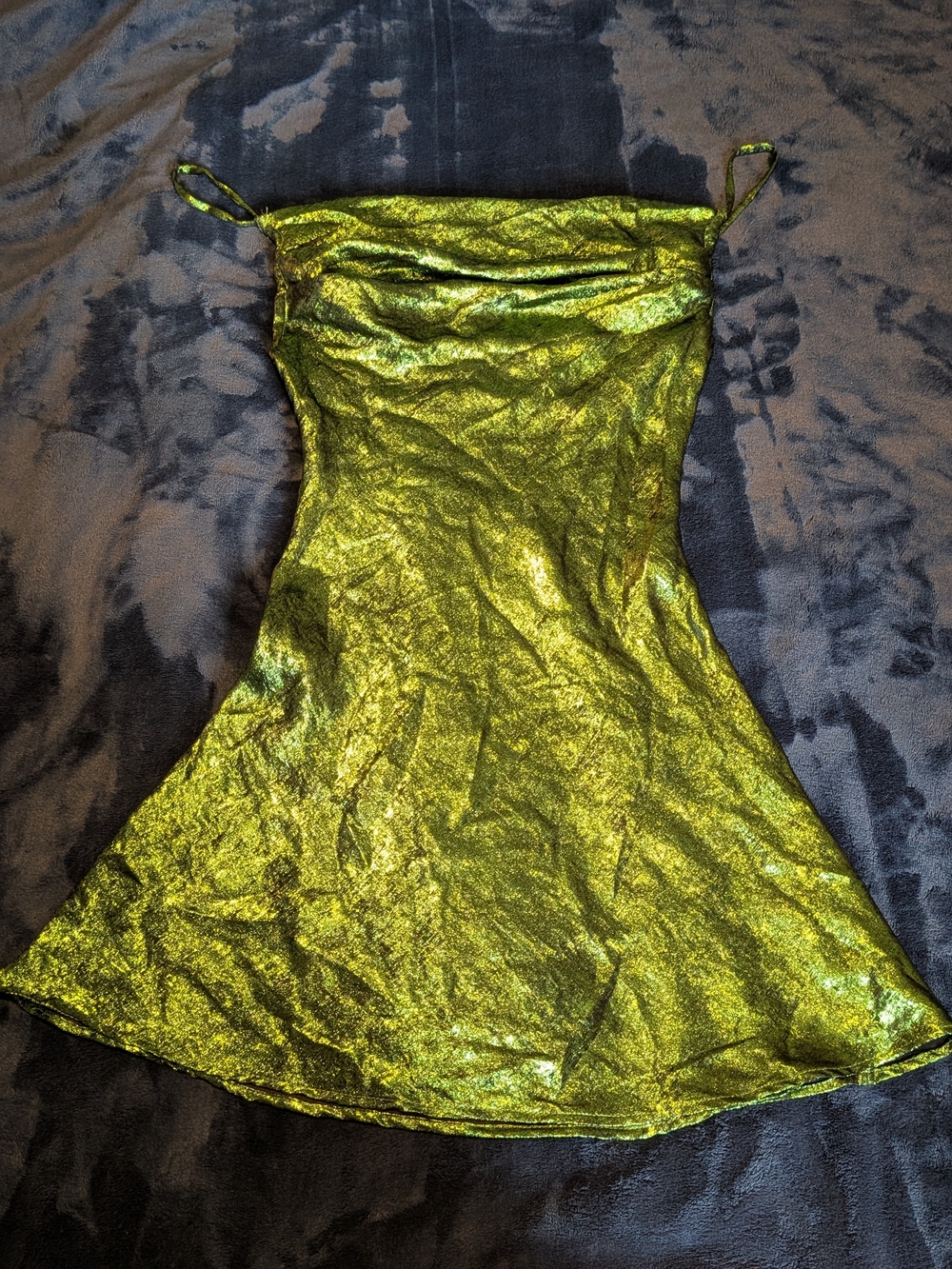 AKIRA Green Solid Satin Polyester Mini Slip Dress Womens S Sleeveless Pullover